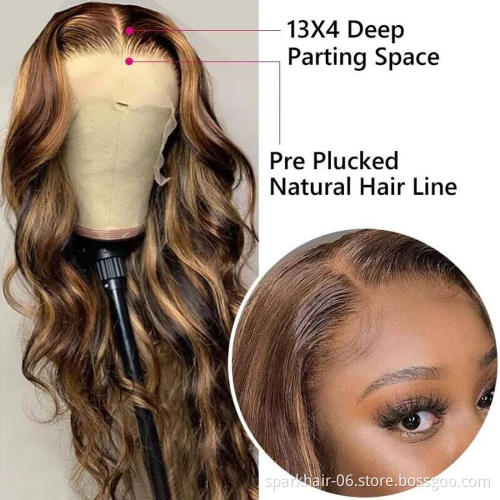 Full Lace Wig 150% Density Color Ombre Wigs #27/#613 Brazilian Remy Piano Color Human Hair Lace Front Wig 8"-30"